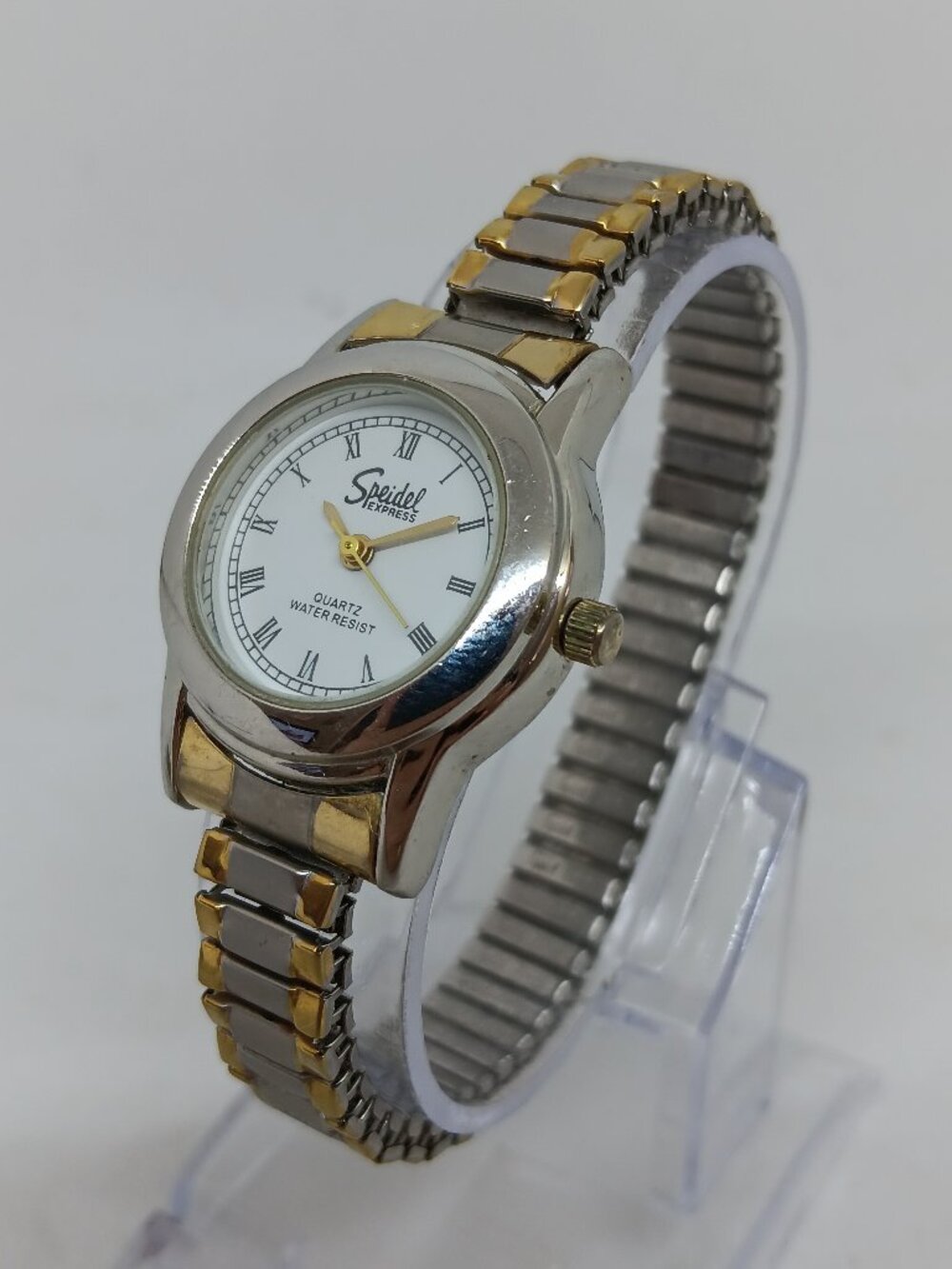 VINTAGE 1990s Speidel Express Women's 27mm Two Tone Flex Band Quartz Watch